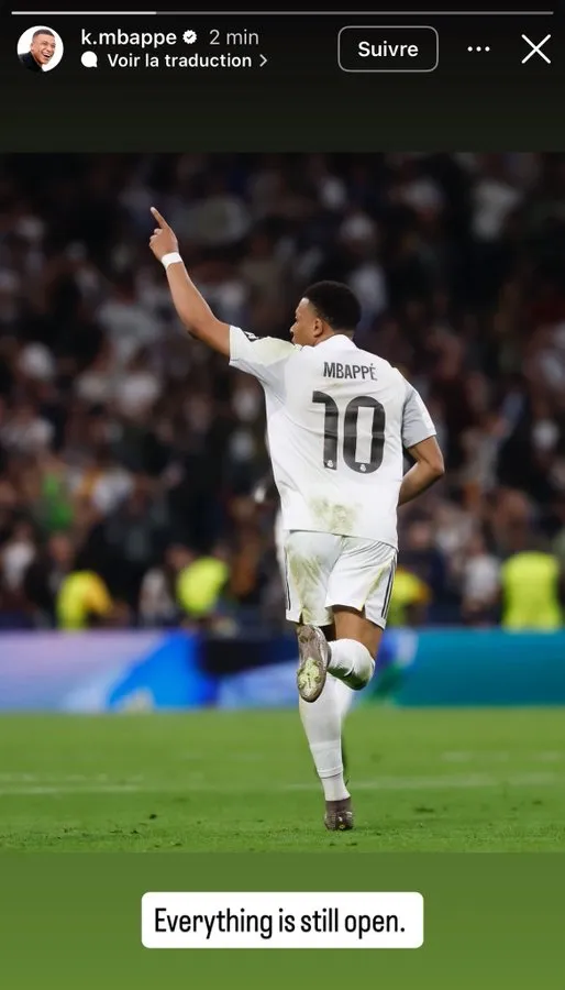 开云中国-破门难救主，姆巴佩更新社媒鼓励皇马：比赛仍有一切可能